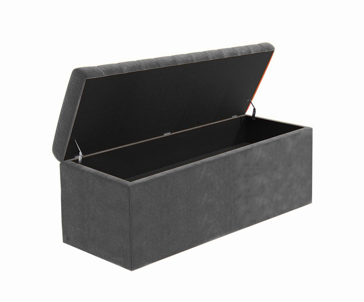 Safar Large Velvet Ottoman Storage Box with Plain Lid