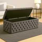 Lux Full Upholstered Velvet Storage Ottoman Box