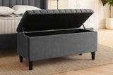 Safari Lined Upholstered Ottoman Bench with Storage