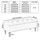 Swiss Chesterfield Upholstered Ottoman Storage Bench with Legs