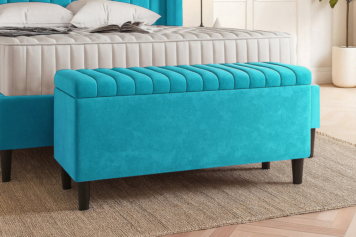Safari Lined Upholstered Ottoman Bench with Storage