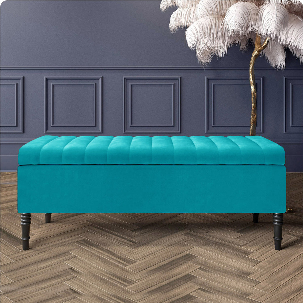 Paris Striped Ottoman Bench with storage