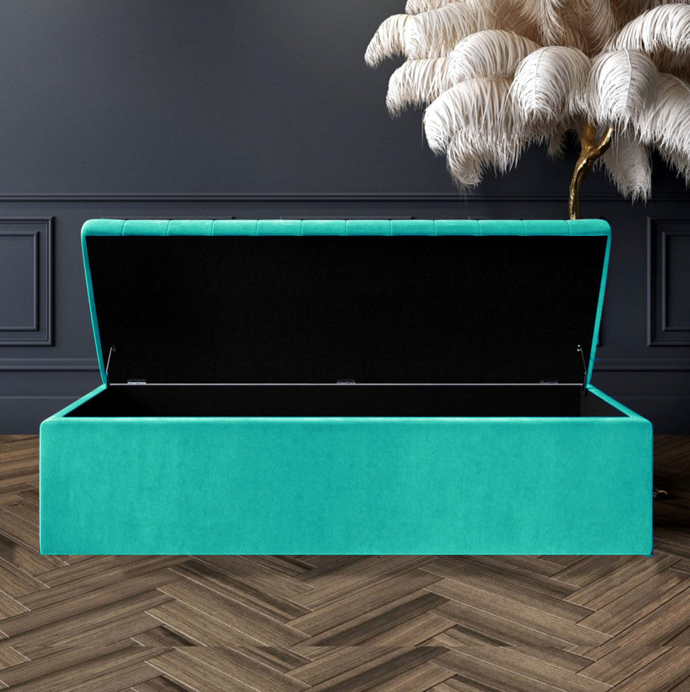 Large Safar Ottoman Storage Box - Plush Velvet Fabric Ottoman