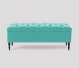 Swiss Chesterfield Upholstered Ottoman Storage Bench with Legs