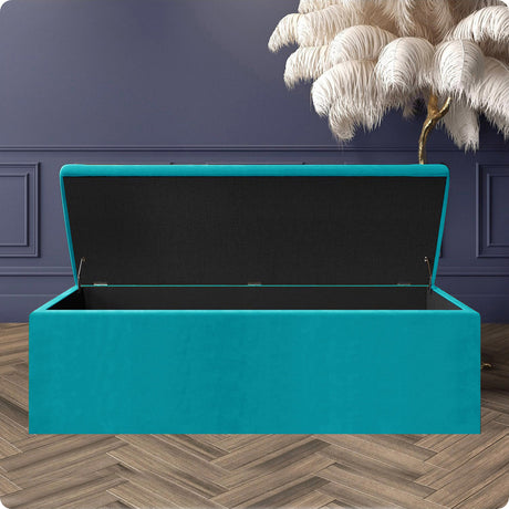 Safar Large Velvet Ottoman Storage Box with Plain Lid