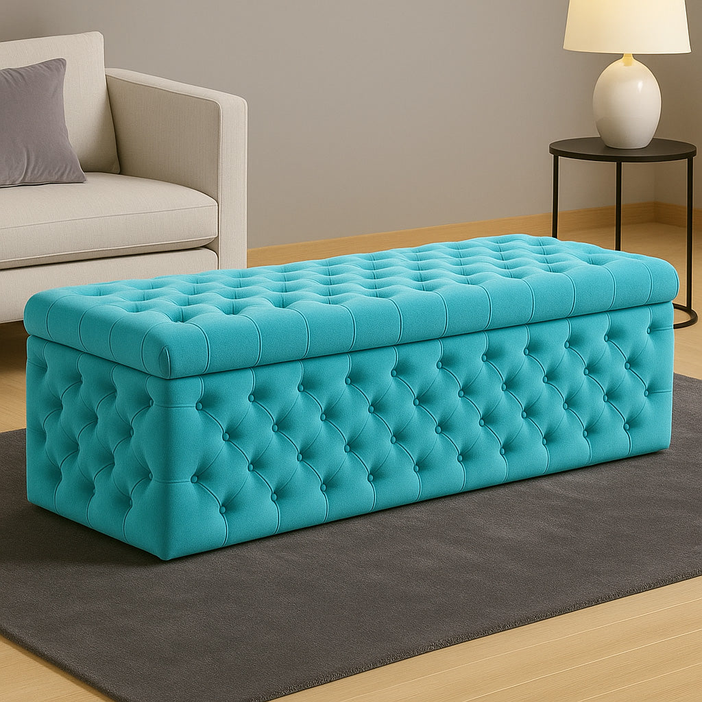 Lux Full Upholstered Velvet Storage Ottoman Box