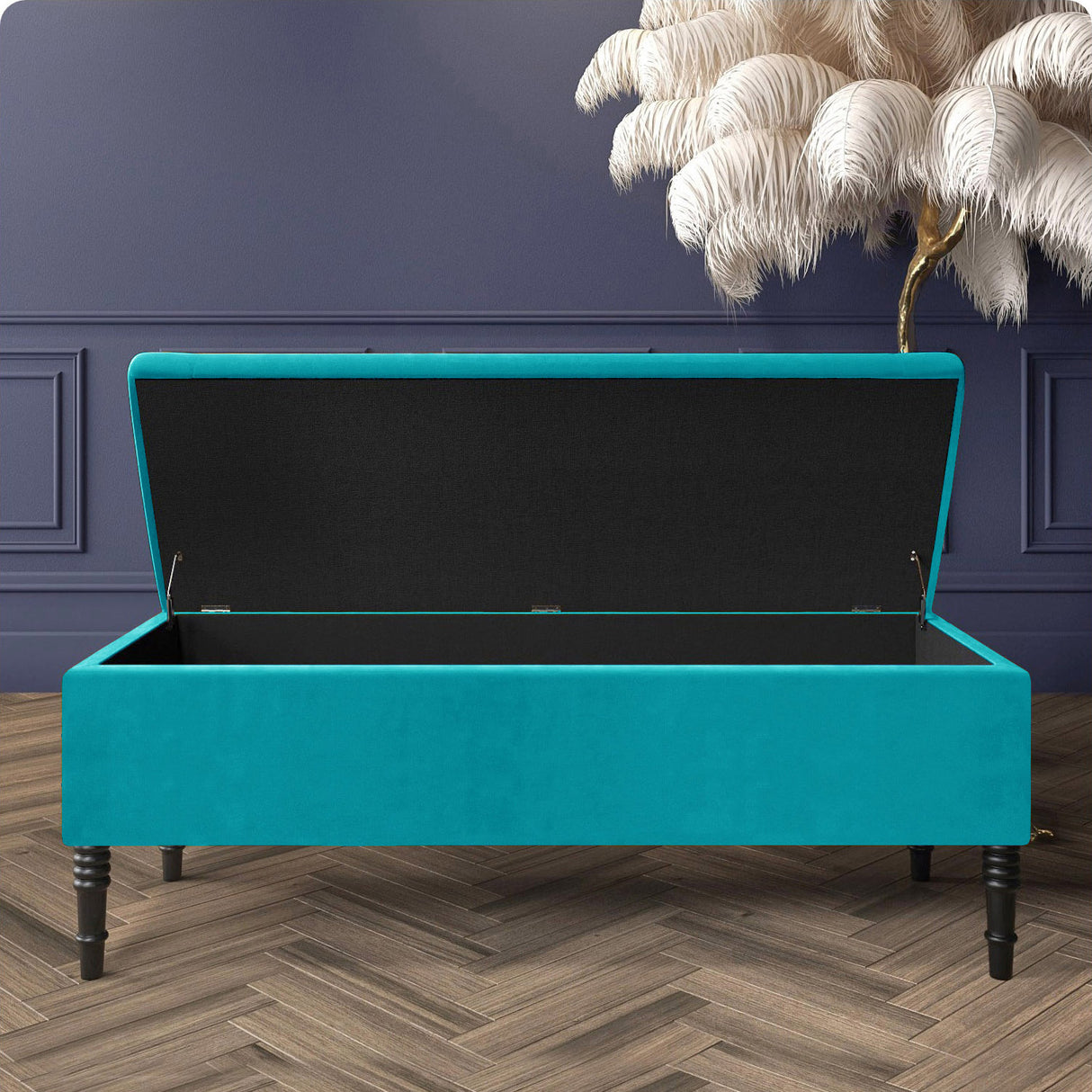 Paris Velvet Ottoman Storage Bench with Plain Lid