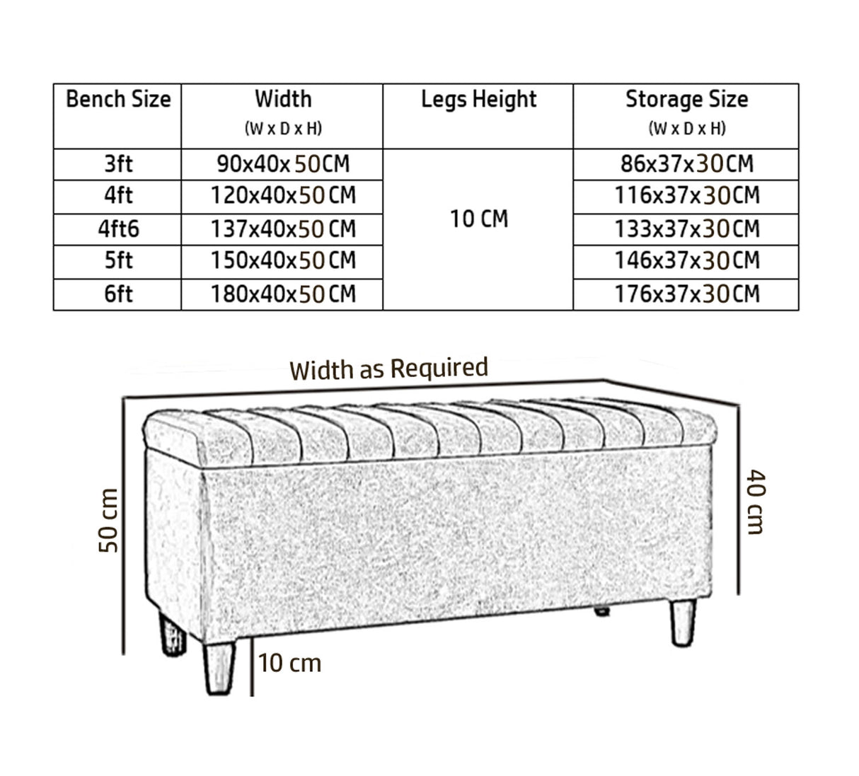 Safari Lined Upholstered Ottoman Bench with Storage