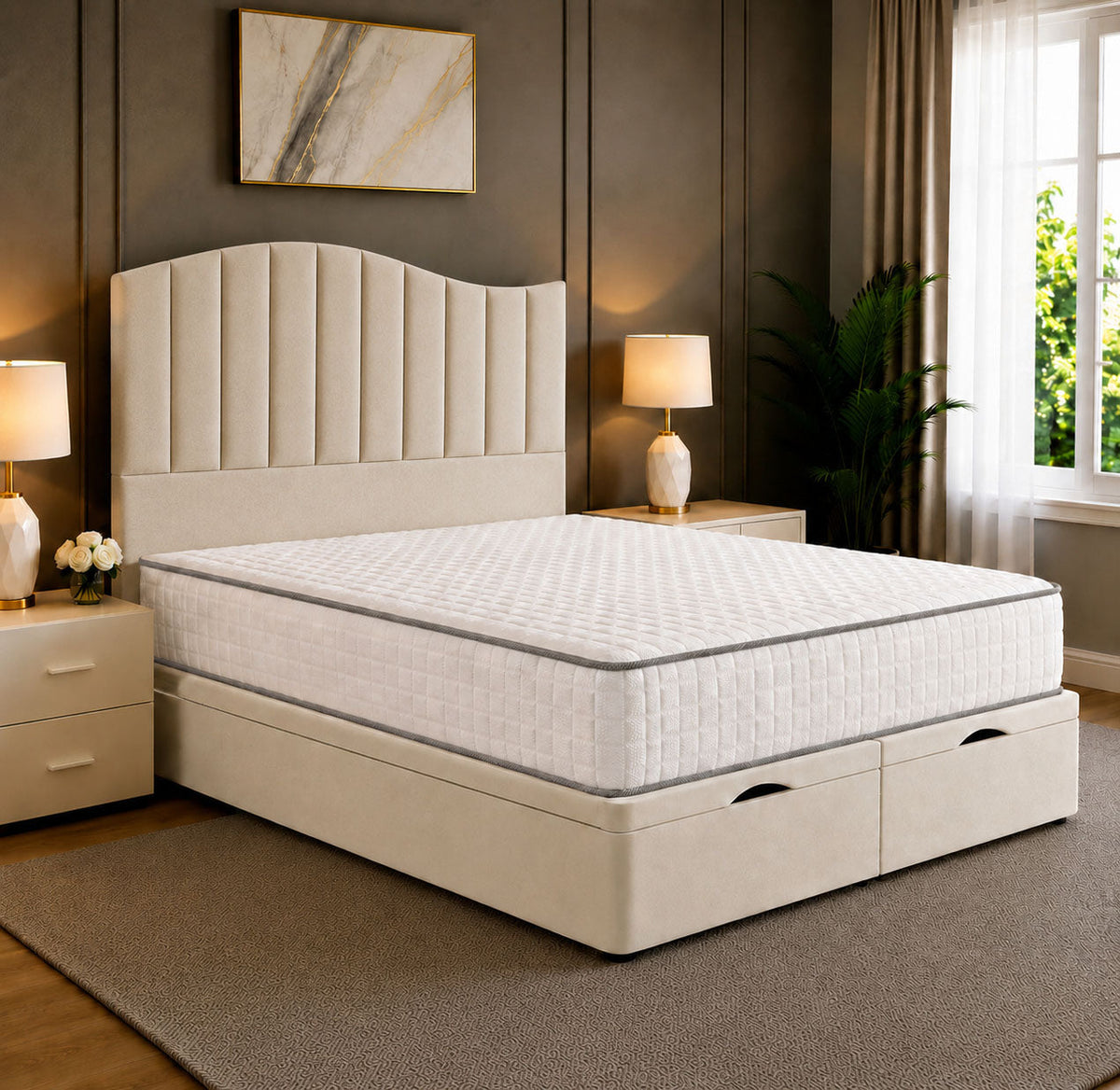 Venice Curved Panelled Divan Storage Ottoman Bed Frame