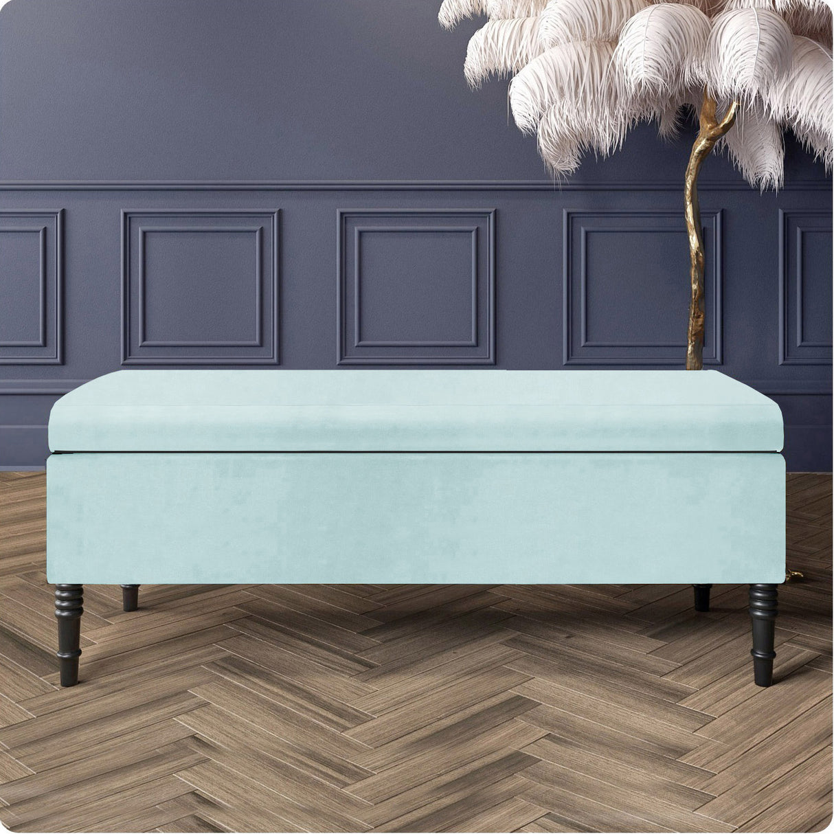 Paris Velvet Ottoman Storage Bench with Plain Lid