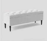 Swiss Chesterfield Upholstered Ottoman Storage Bench with Legs