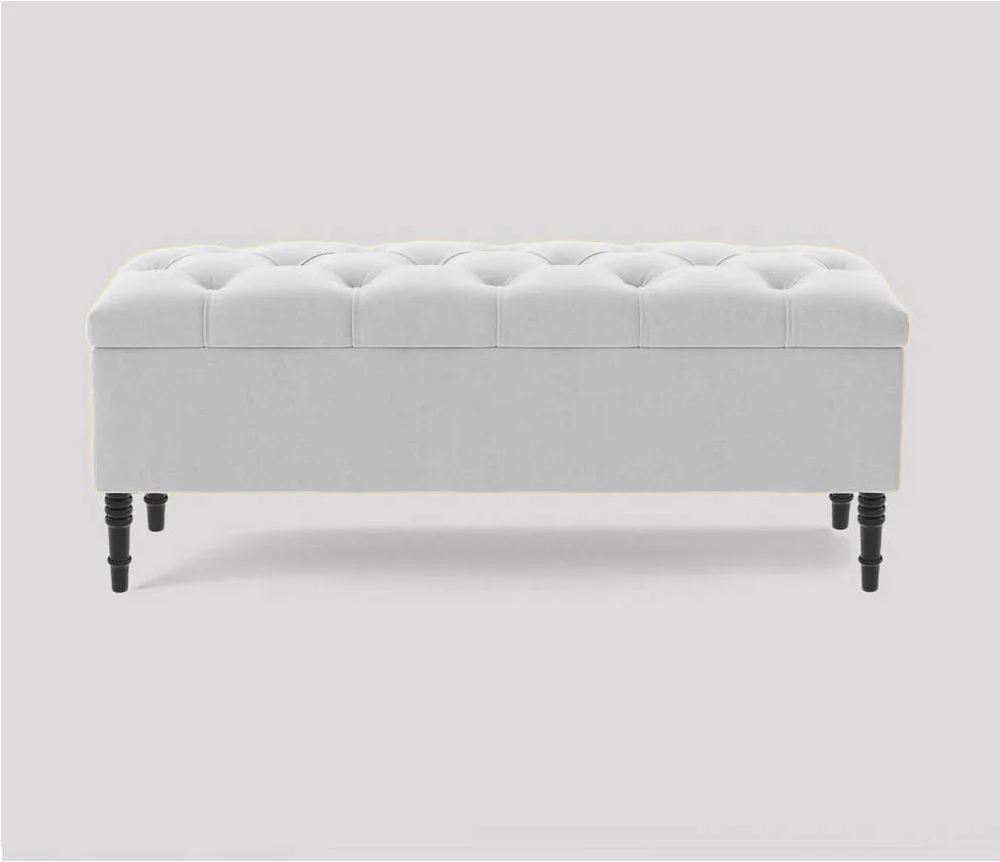 Swiss Chesterfield Upholstered Ottoman Storage Bench with Legs