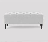 Swiss Chesterfield Upholstered Ottoman Storage Bench with Legs
