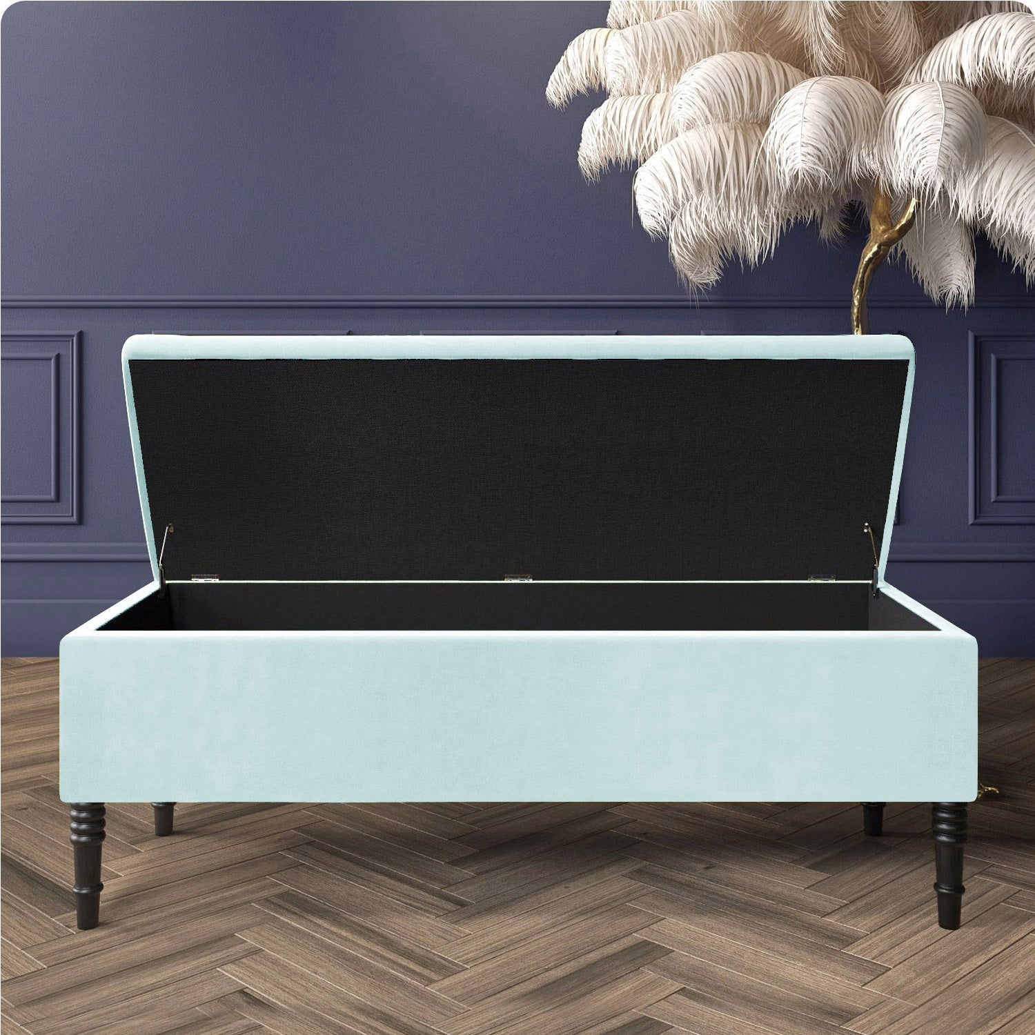 Paris Velvet Ottoman Storage Bench with Plain Lid